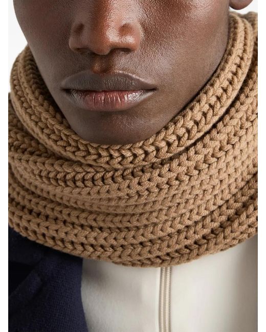 Prada Brown Enameled Triangle Knit Scarf