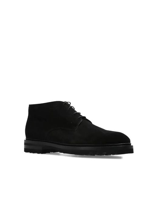 Kiton Black Suede Desert Boots for men