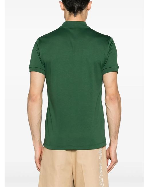 Lacoste Green Logo-Patch Jersey Polo Shirt for men