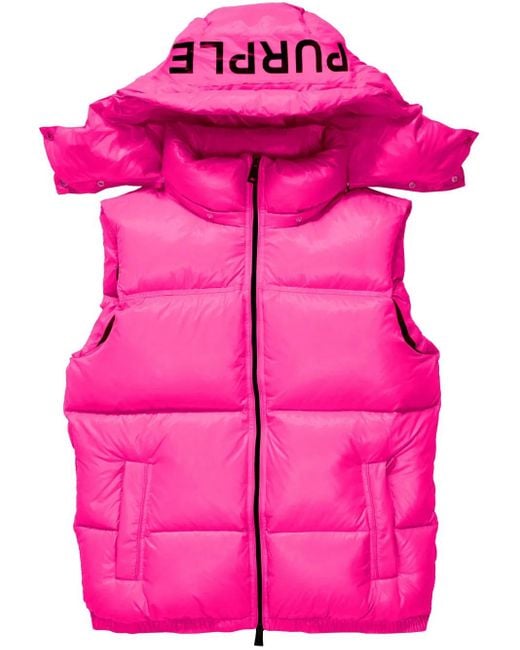 Purple Brand Pink Logo-Print Puffer Vest for men