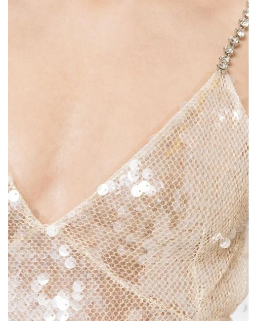 Nissa Natural Backless Sequin Maxi Dress