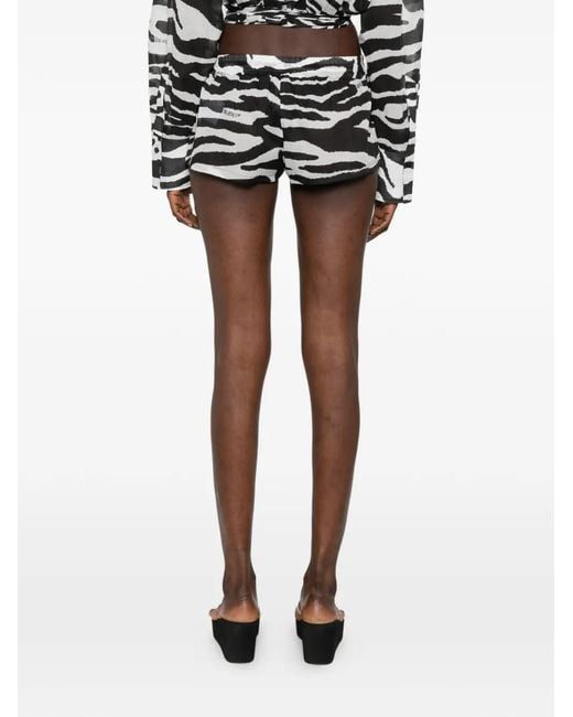 The Attico White Zebra-Pattern Drawstring Shorts