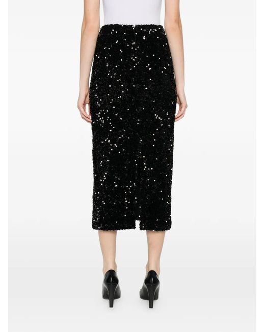 Vince Black Sequin-Embellished Midi Skirt