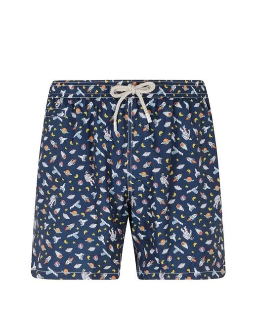 Mc2 Saint Barth Blue Lighting Micro Astronaut-Print Swim Shorts for men