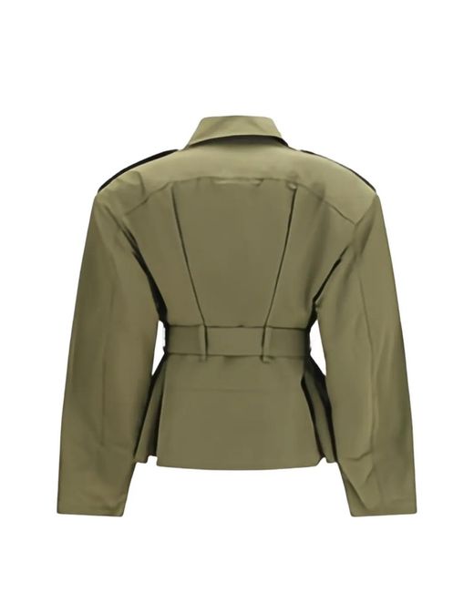 McQueen Green Cropped Belted Jacket