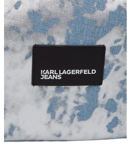 Karl Lagerfeld Blue Logo-Patch Denim Shoulder Bag