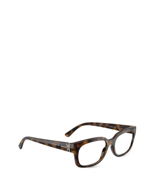 Vogue Eyewear Black Tortoiseshell-Effect Rectangle-Frame Glasses