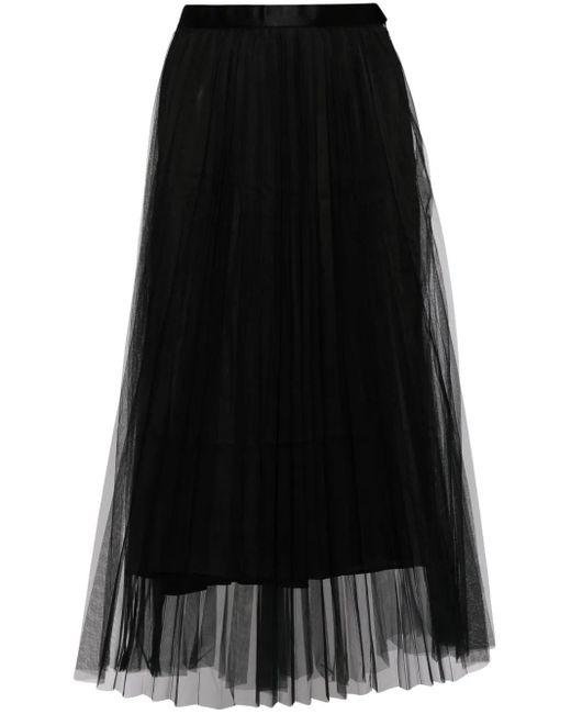 JNBY Black Pleated A-Line Skirt