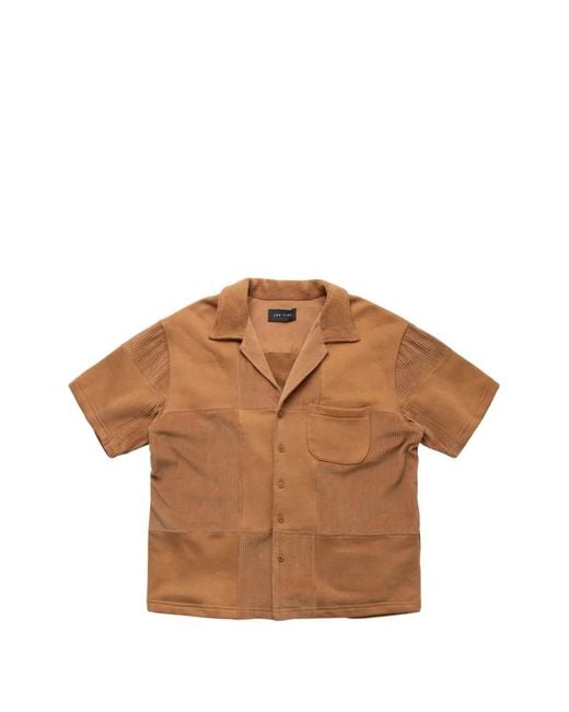 Les Tien Brown Patchwork Cuban Shirt for men
