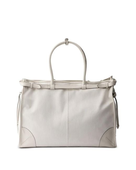 Prada Gray Bonnie Denim And Leather Tote Bag for men