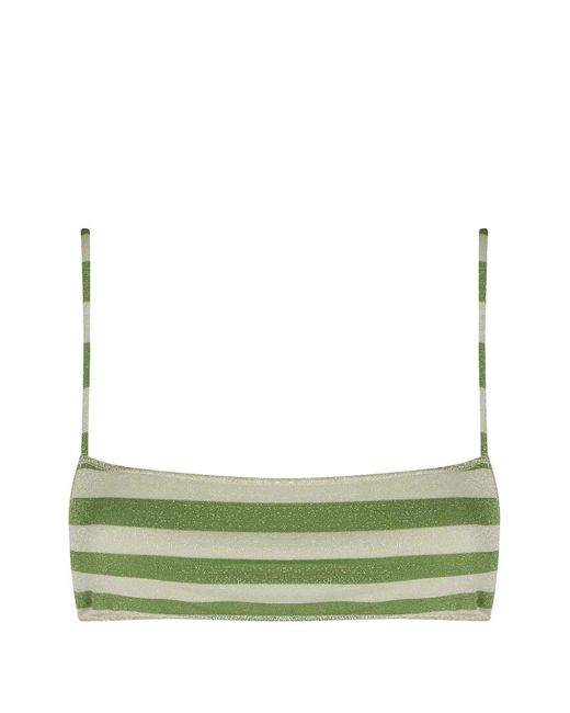 Mc2 Saint Barth Green Sadie Striped Bikini Top
