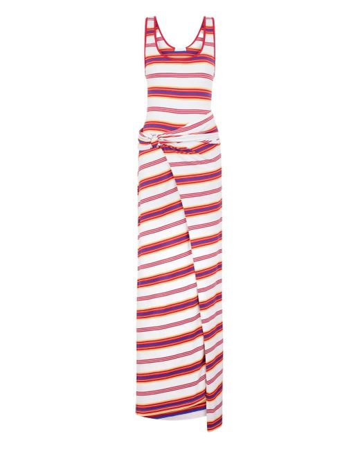 Abito Lungo A Righe di Rabanne in White