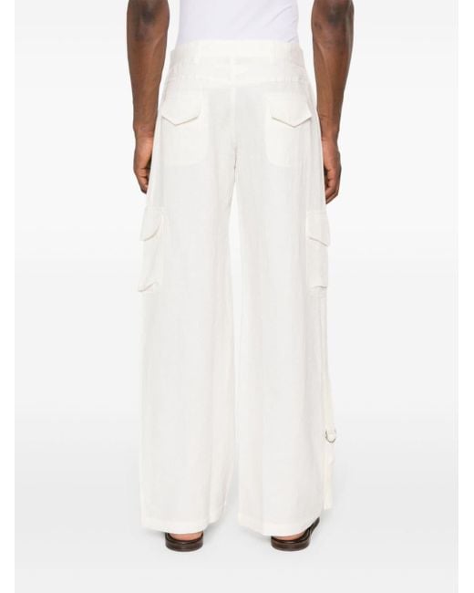 GIMAGUAS White Gabi Linen-blend Straight Trousers for men