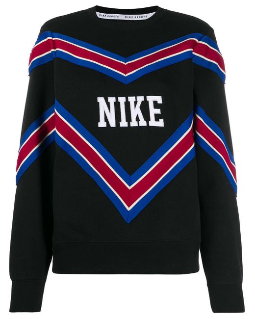 Nike Cotton Stripe Patterned Logo Patch Sweatshirt in Black for Men | Lyst  Australia