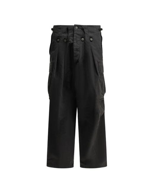 Kapital Black Button-Detail Cargo Pants for men