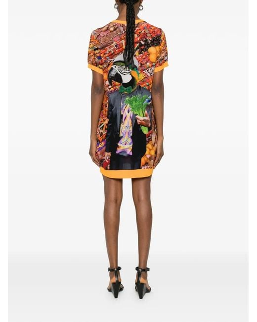 The Artistylist Orange Graphic-Print Mini Dress