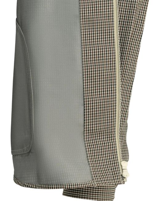 Comme des Garçons Gray Gingham-Pattern Zip-Up Overshirt for men