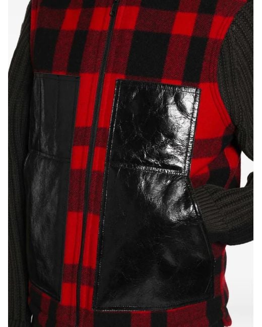 Junya Watanabe Black Checked Panelled Vest for men