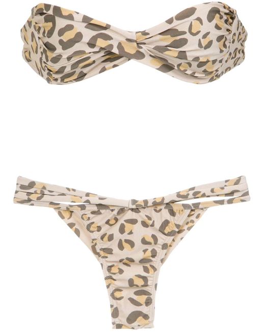 Amir Slama Natural Leopard Print Bikini Set