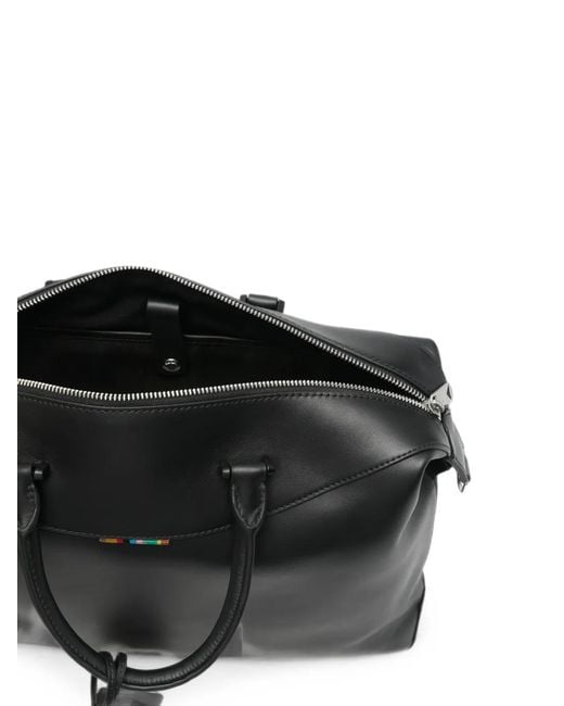 Paul Smith Black Signature-Stripe Leather Briefcase for men