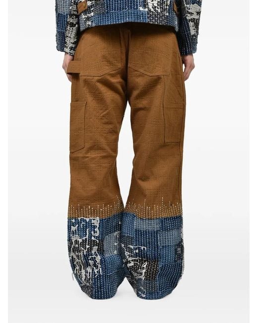 Dear BORO Natural Boro-Patchwork Canvas Trousers for men