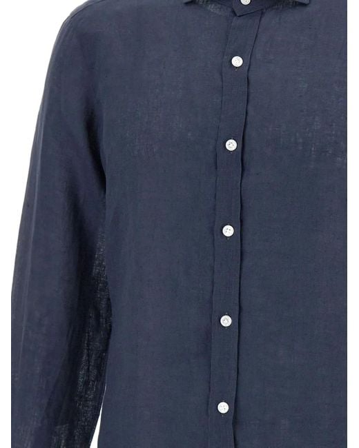Barba Napoli Blue Linen Shirt for men