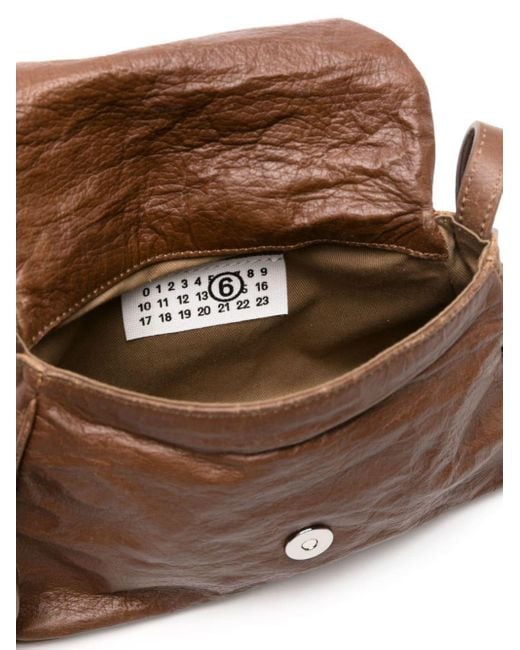 MM6 by Maison Martin Margiela Brown Numeric Leather Crossbody Bag