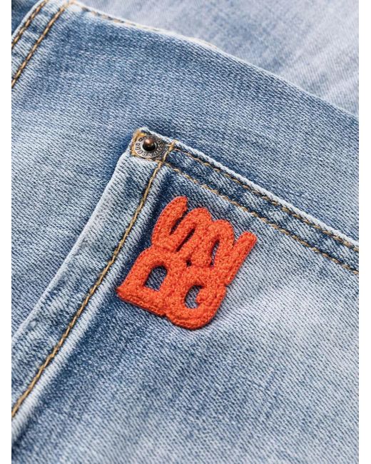 DSquared² Blue Distressed-Effect Cropped Jeans