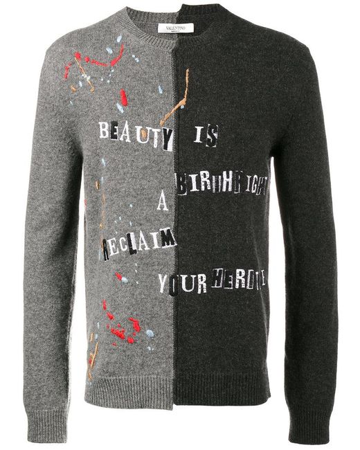 Valentino Gray Men's Crewneck Sweater for men