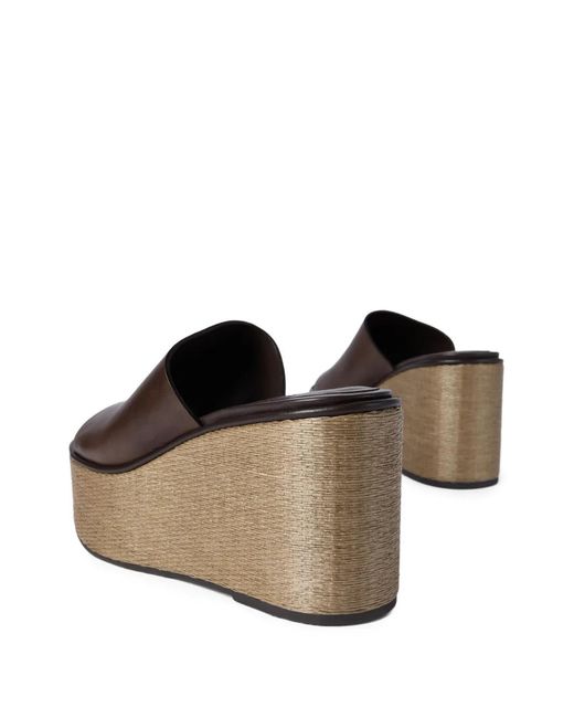 Brunello Cucinelli Brown Leather Wedge Sandals
