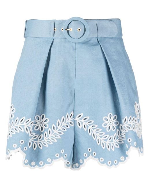 Pantalones cortos Junie bordados Zimmermann de color Blue