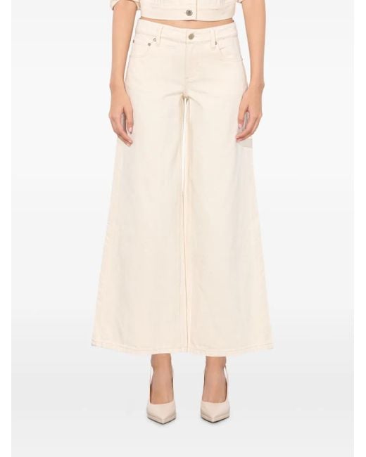 Alice + Olivia White Slay Heart Pocket Front Wide-Leg Jeans