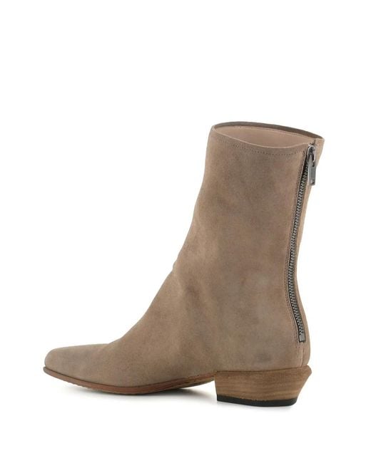Pantanetti Natural Back-Zip Suede Ankle Boots