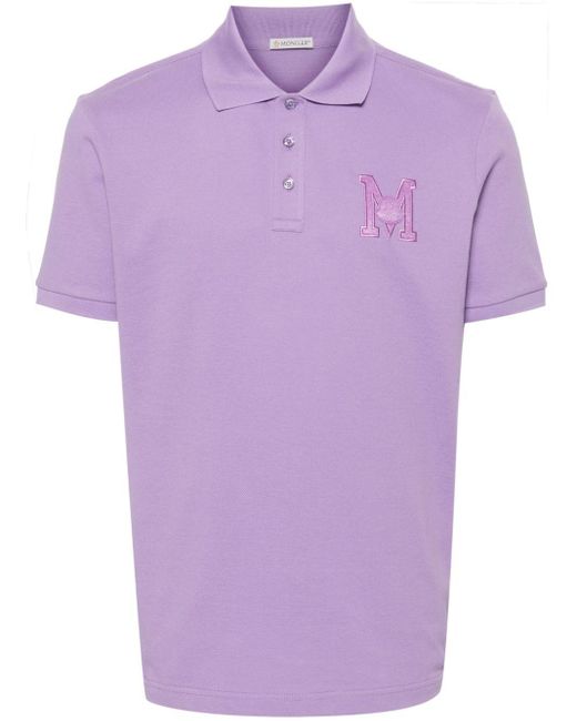 Moncler Poloshirt mit Monogramm-Patch in Purple für Herren
