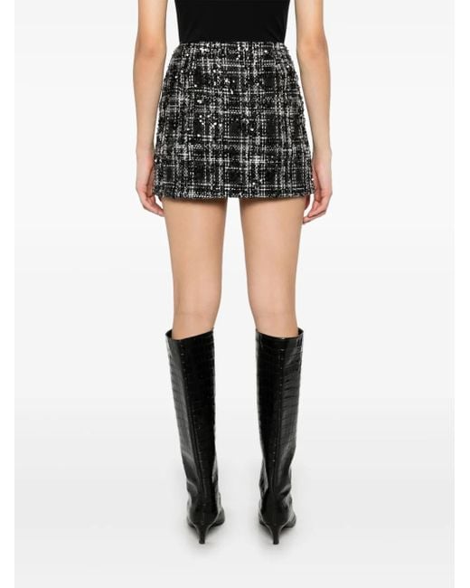 ROTATE BIRGER CHRISTENSEN Black Sequined Boucle Miniskirt