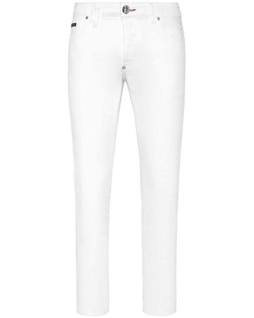 Jeans skinny con applicazione di Philipp Plein in White da Uomo