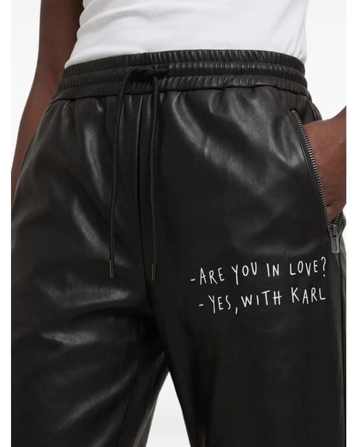 Karl Lagerfeld Black X Pietro Terzini Slogan-Print Track Pants