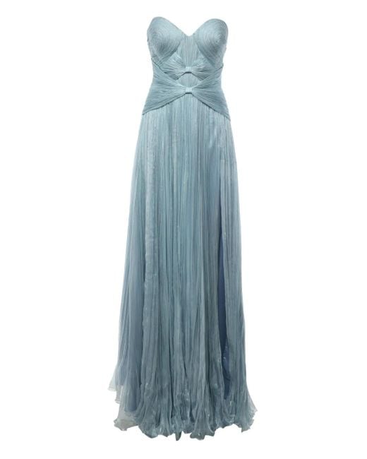 IRIS SERBAN Blue Thalia Bow-Detailed Strapless Dress
