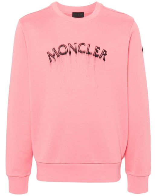 Moncler Sweater Met Geborduurd Logo in het Pink voor heren