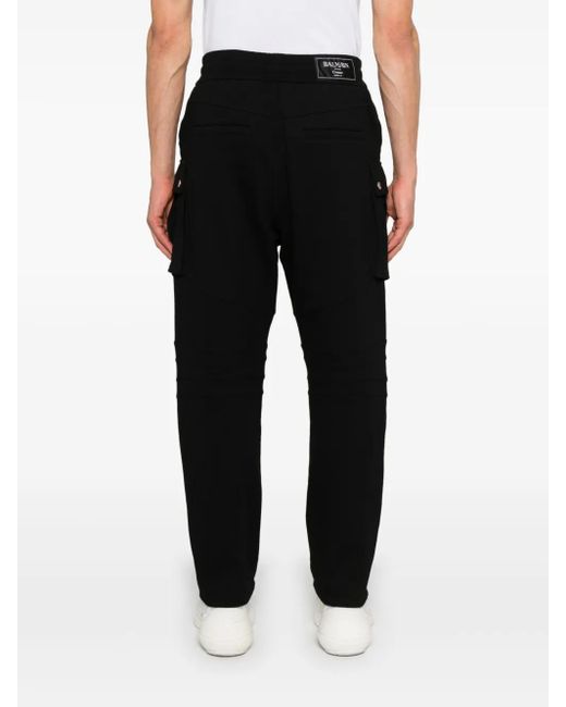 Pantalones De Chándal Con Panel De Canalé Balmain de hombre de color Black