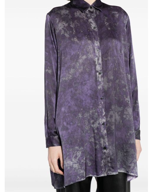 Avant Toi Purple Camouflage Print Silk-blend Shirt