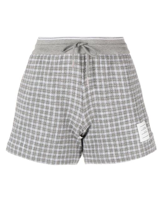 Thom Browne Gray Karierte Tweed-Shorts