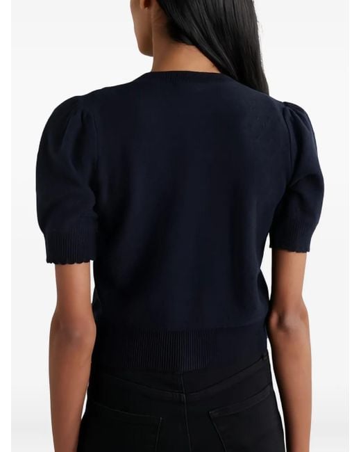 FRAME Blue Pointelle-Knit Cardigan