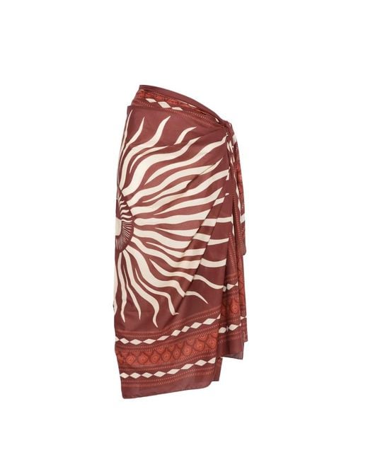 Johanna Ortiz Red Golden Horizon Pareo Skirt