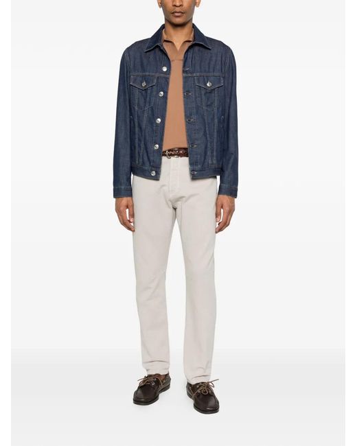 Brunello Cucinelli Blue Button Denim Jacket for men