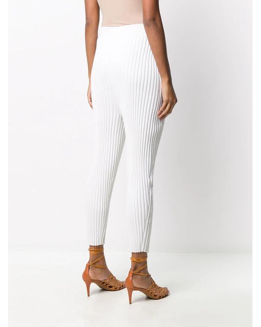 Stella McCartney White Ribbed High-Waisted Leggings