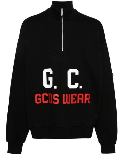 Gcds Black Half-Zip Sweatshirt for men