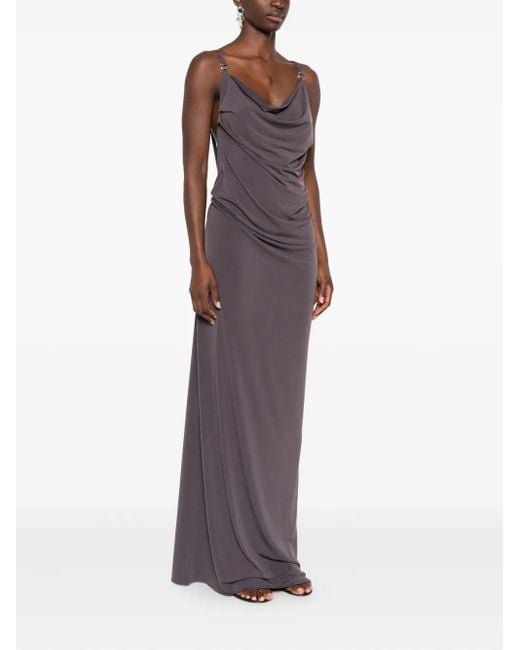 Coperni Brown Draped Gown Dress