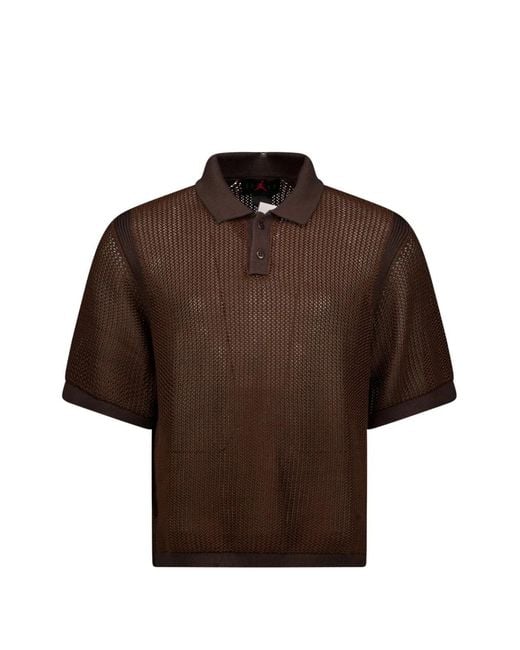 Nike Brown Flight Open-Knit Polo Shirt for men