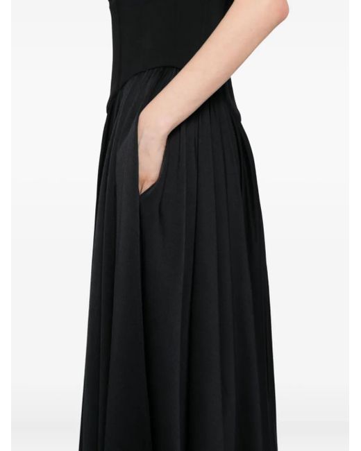 Amsale Black Back-Crepe Corset Dress